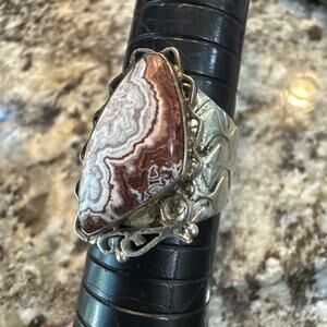 Jay King Mine Finds DTR Brown Stone Agate Sterling Ring Size 10